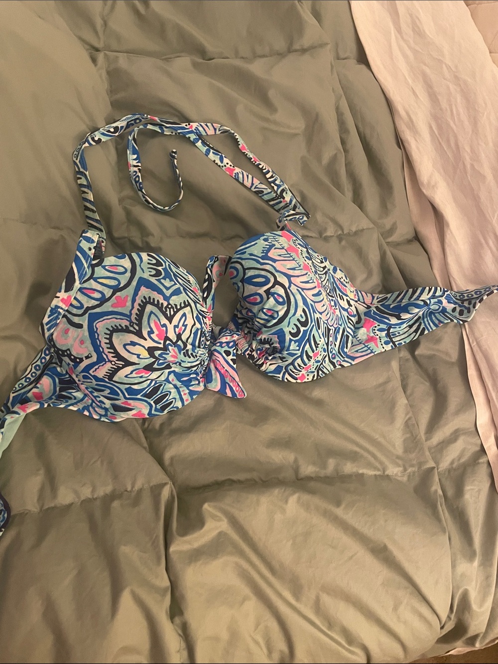 Women’s Blue Paisley Halter Bikini Top